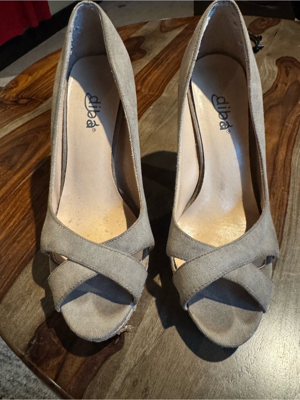 Diba Taupe Cross-Strap Open-Toe Heels size 7